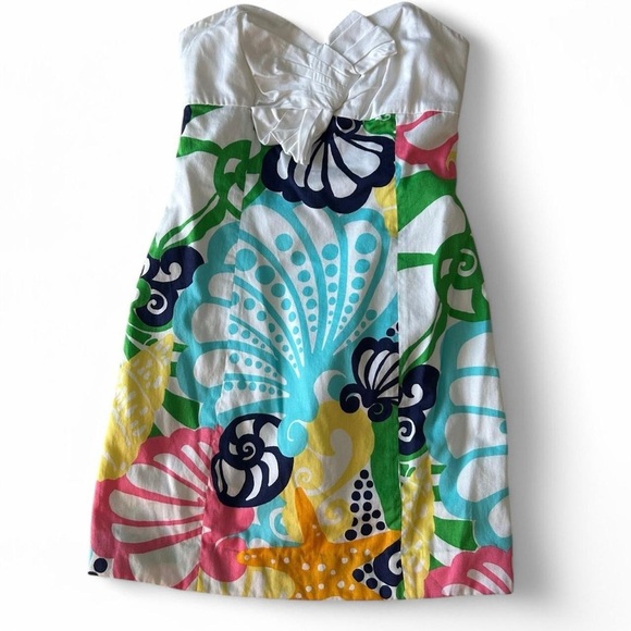 Lilly Pulitzer Krissa Dress - Size 2 | Vivid Seaside Motifs & Playful Bow | - Picture 3 of 9